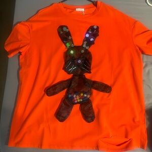 Orange T-Shirt with Sequin Bunny Design